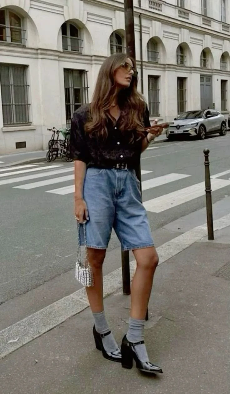 ハーフ・ショートパンツ IONSEOUL Washing Cutting Bermuda Denim Moon_Washed_Denim_Shorts-